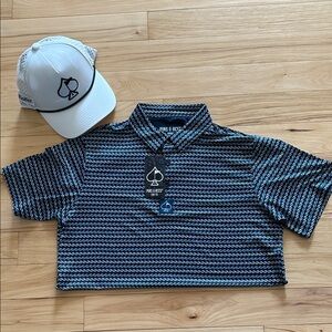 Men's Patterned Polo Shirt - Black and White